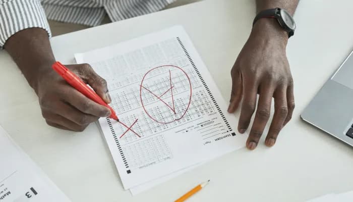 Academic performance graph showing percentage improvements in test scores